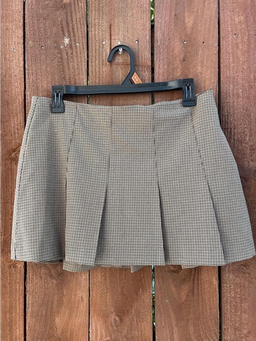 Abercrombie & Fitch Brown Beige Houndstooth Schoolgirl Pleated Mini Skort Sz S
